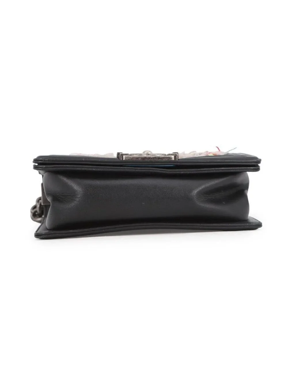 Chanel Chain Shoulder Bag Boy Small Quilted CC Logo Lambskin Tweed Black